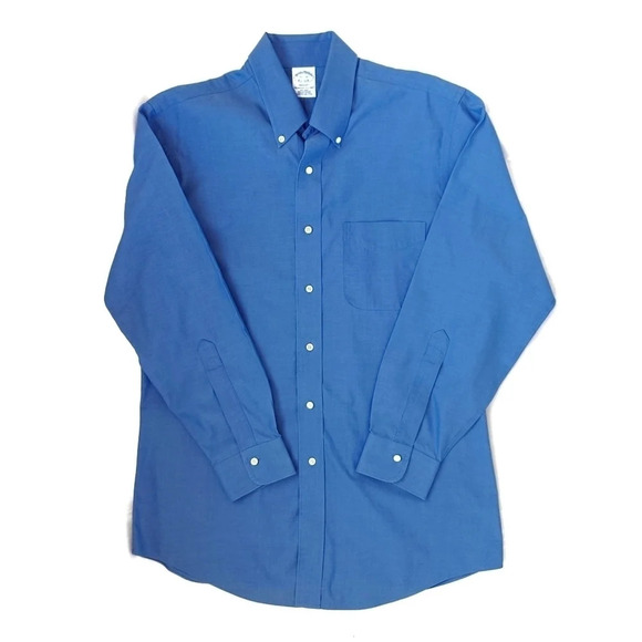 Brooks Brothers Regent Blue Cotton Button Down Preppy Business L 15.5 Neck - Picture 1 of 4